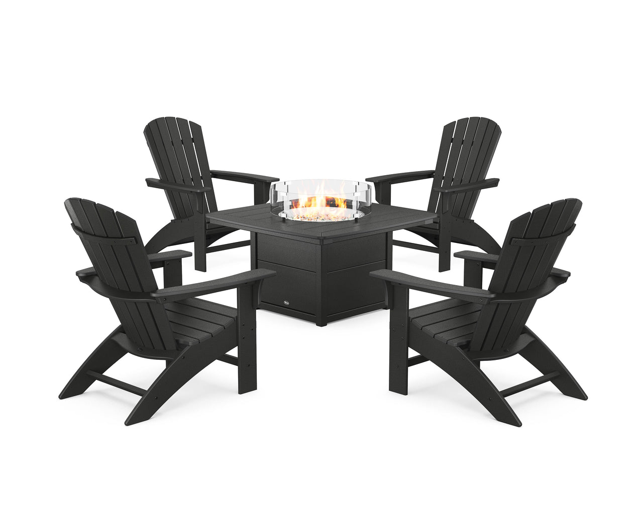 Trex Yacht Club Adirondack 5-Piece Set with Fire Pit Table