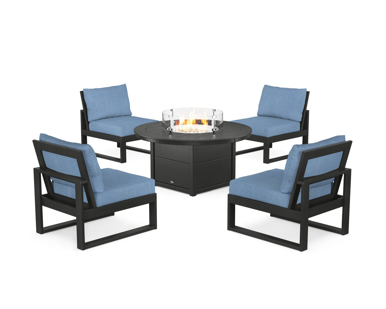 Trex Eastport Modular 5-Piece Deep Seating Set with Round Fire Pit Table