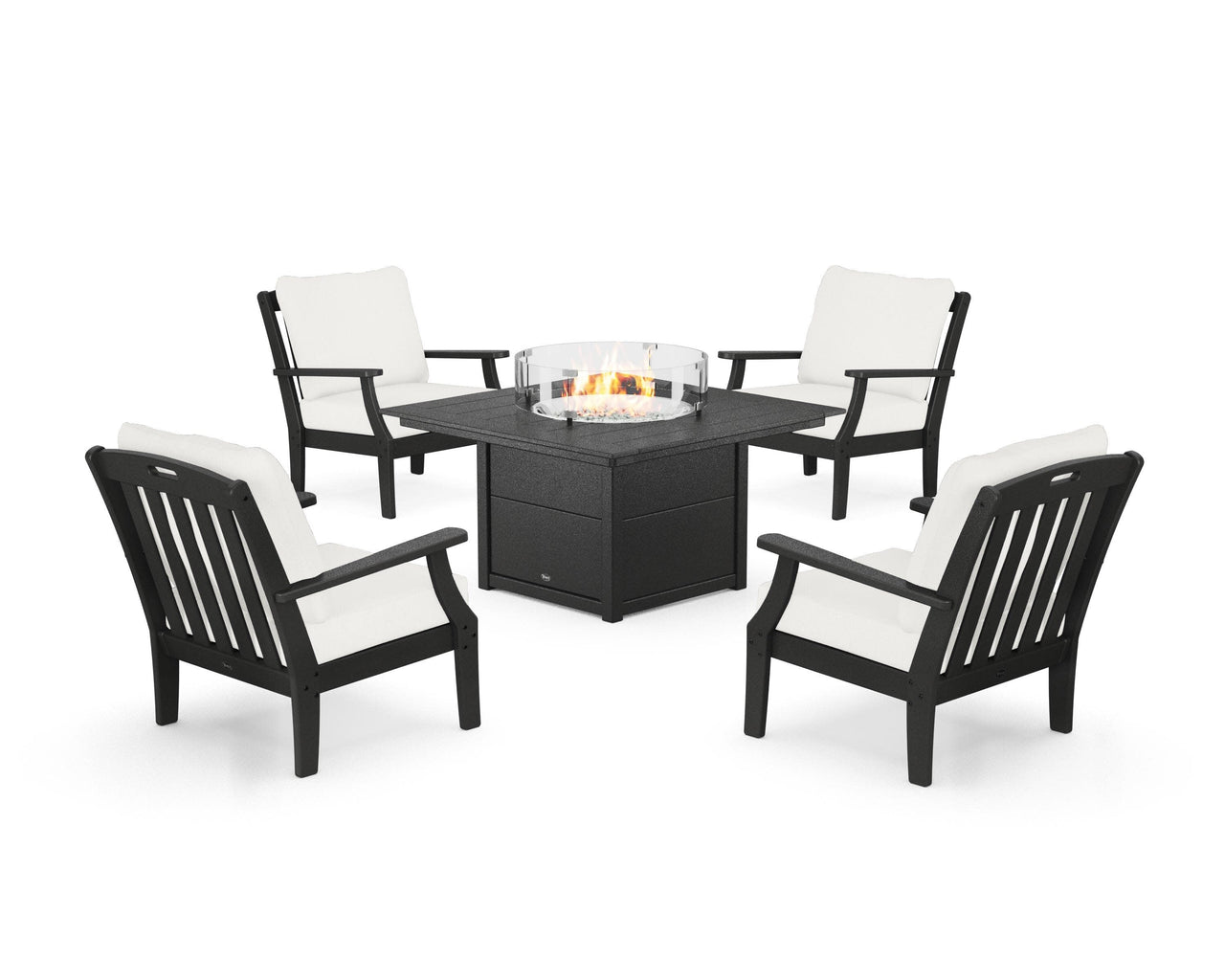 Trex Yacht Club 5-Piece Deep Seating Set with Square Fire Pit Table