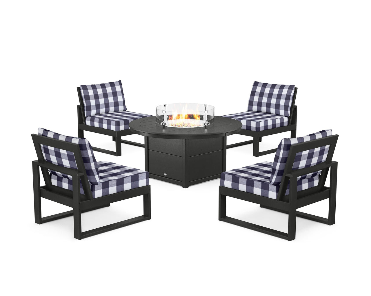 Trex Eastport Modular 5-Piece Deep Seating Set with Round Fire Pit Table