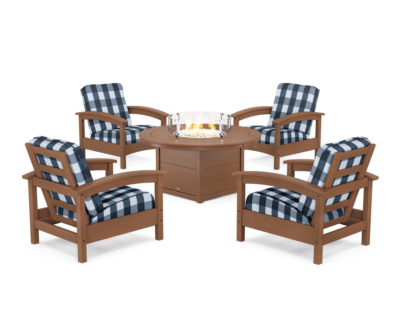 Trex Rockport 5-Piece Deep Seating Set with Round Fire Pit Table