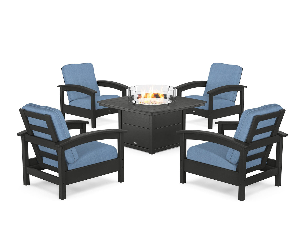 Trex Rockport 5-Piece Deep Seating Set with Yacht Club Fire Pit Table