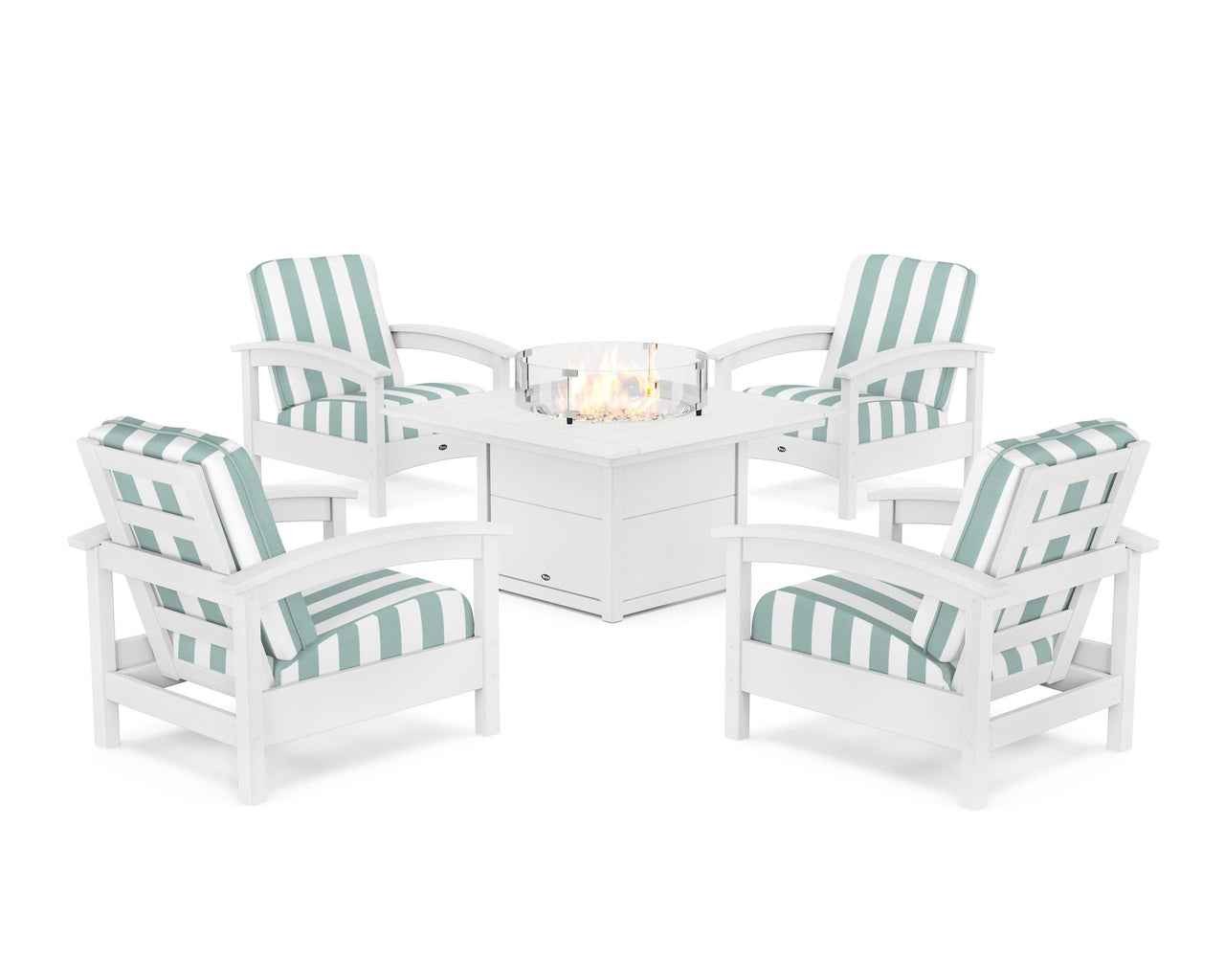 Trex Rockport 5-Piece Deep Seating Set with Square Fire Pit Table