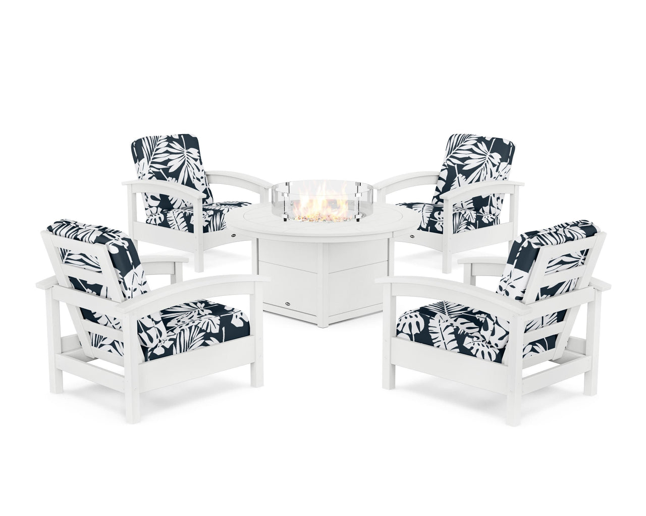 Trex Rockport 5-Piece Deep Seating Set with Round Fire Pit Table
