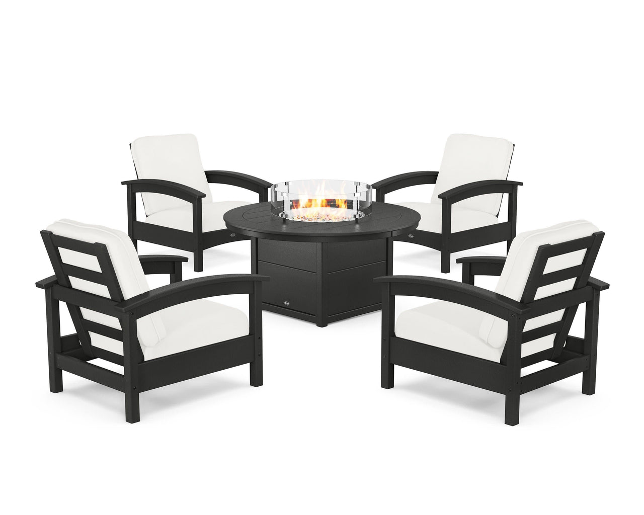 Trex Rockport 5-Piece Deep Seating Set with Round Fire Pit Table