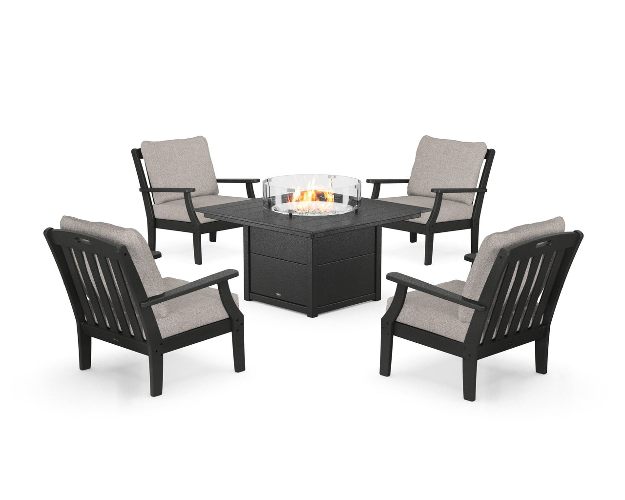 Trex Yacht Club 5-Piece Deep Seating Set with Square Fire Pit Table