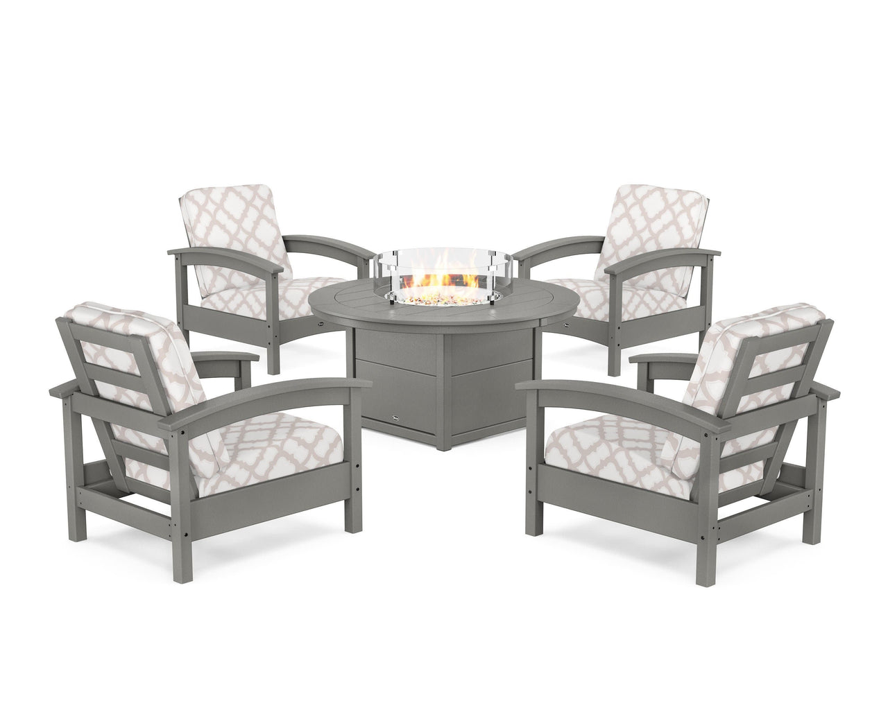Trex Rockport 5-Piece Deep Seating Set with Round Fire Pit Table