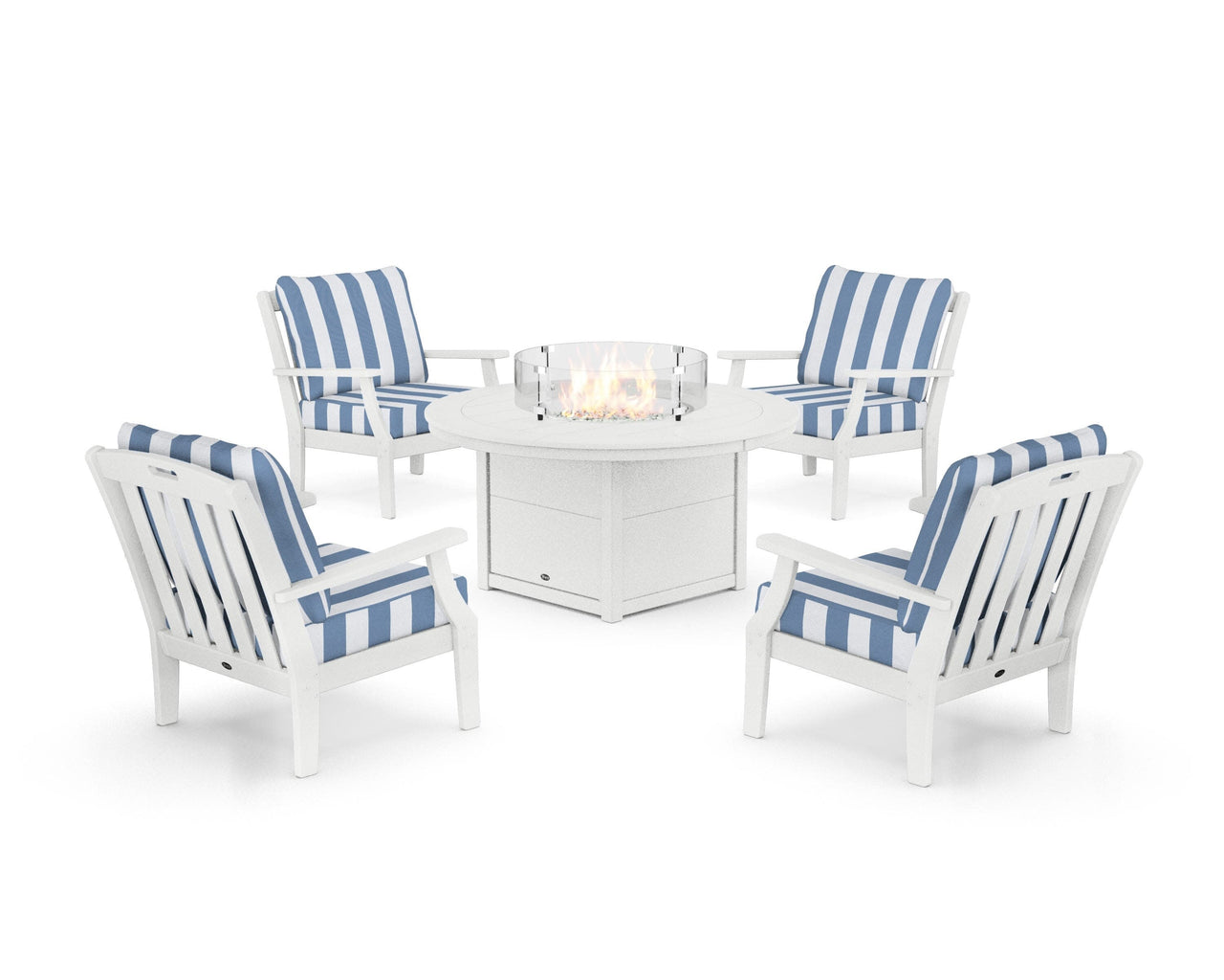 Trex Yacht Club 5-Piece Deep Seating Set with Round Fire Pit Table
