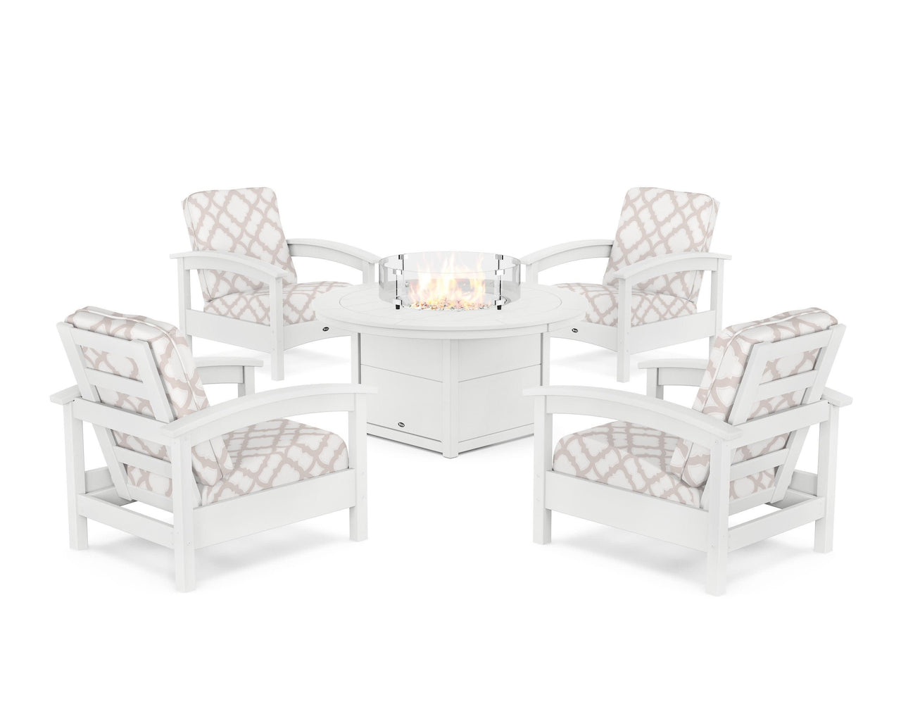 Trex Rockport 5-Piece Deep Seating Set with Round Fire Pit Table