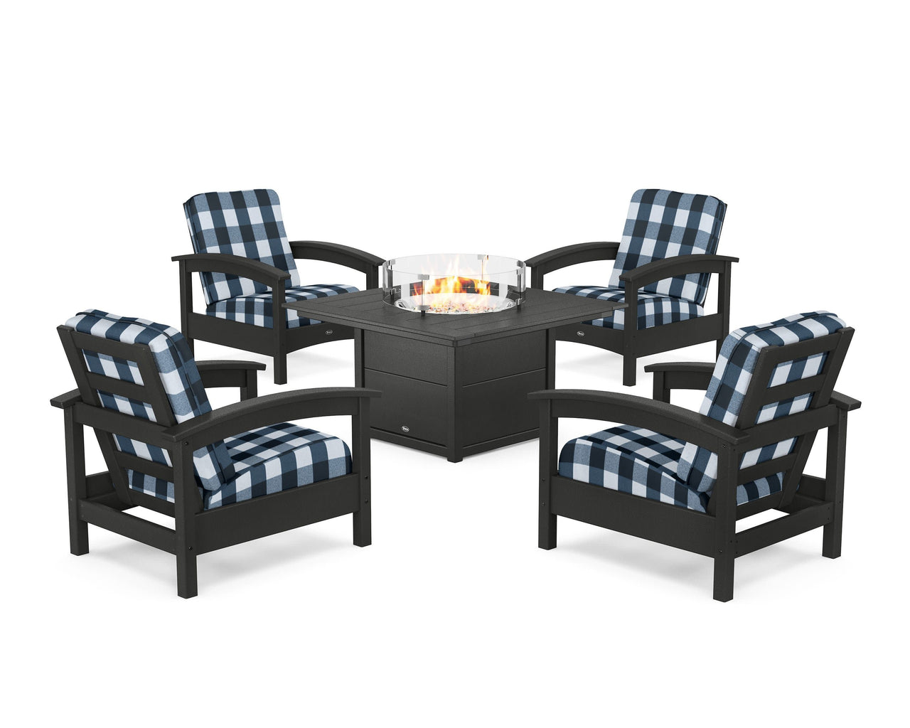 Trex Rockport 5-Piece Deep Seating Set with Square Fire Pit Table