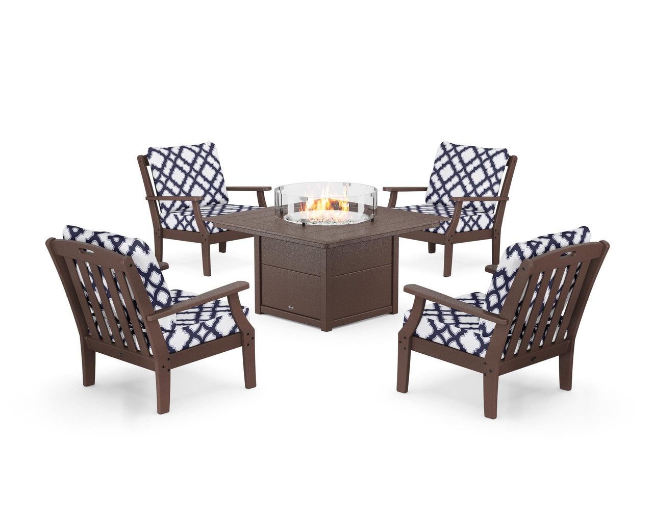 Trex Yacht Club 5-Piece Deep Seating Set with Square Fire Pit Table