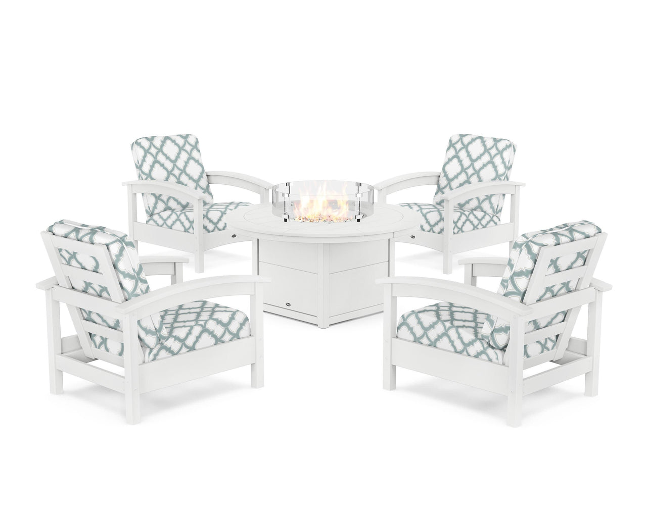 Trex Rockport 5-Piece Deep Seating Set with Round Fire Pit Table