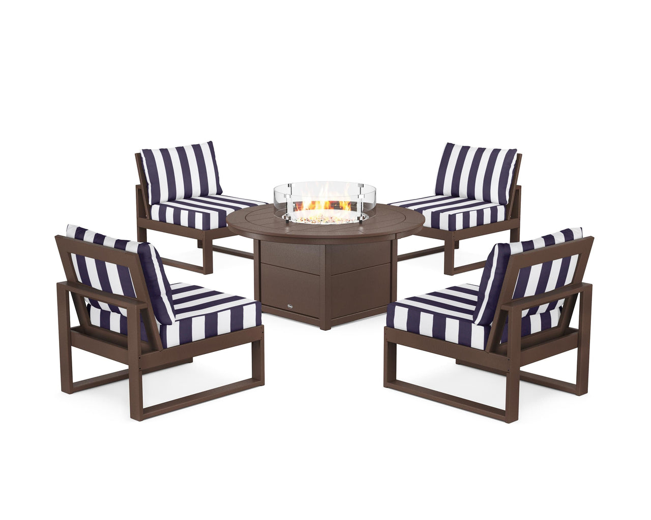 Trex Eastport Modular 5-Piece Deep Seating Set with Round Fire Pit Table