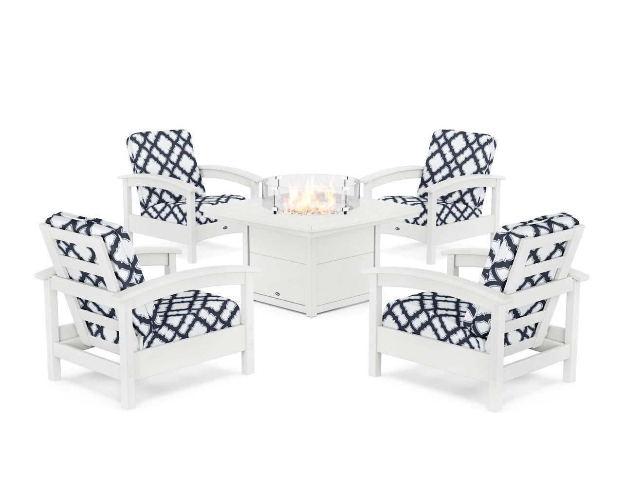 Trex Rockport 5-Piece Deep Seating Set with Yacht Club Fire Pit Table