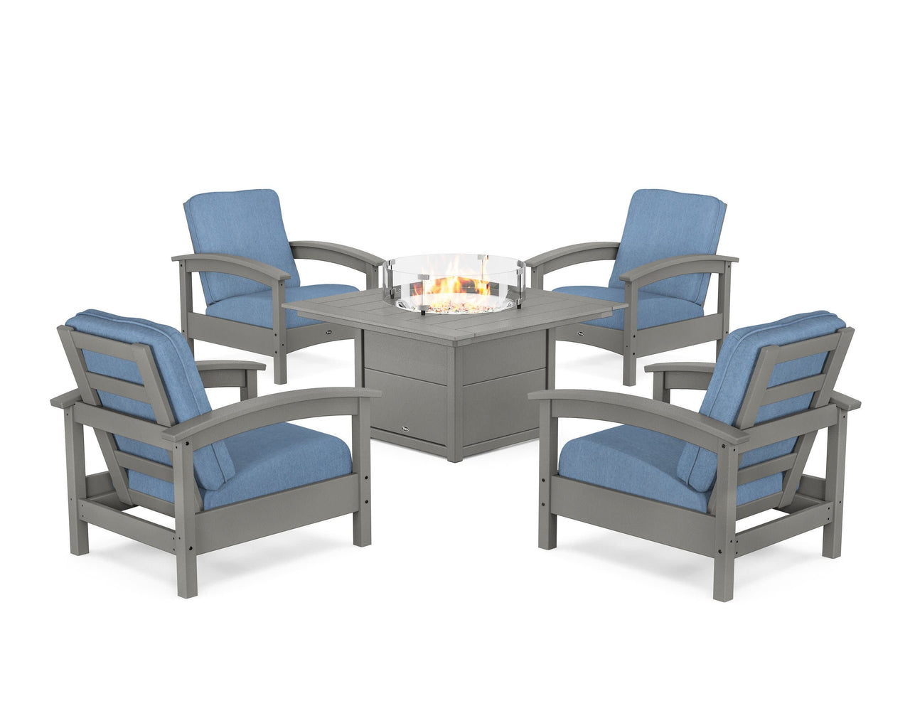 Trex Rockport 5-Piece Deep Seating Set with Square Fire Pit Table