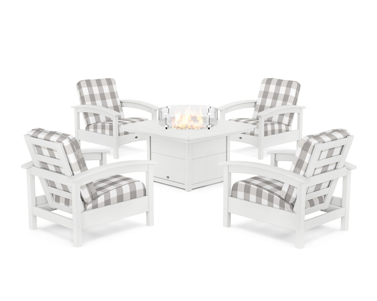 Trex Rockport 5-Piece Deep Seating Set with Yacht Club Fire Pit Table