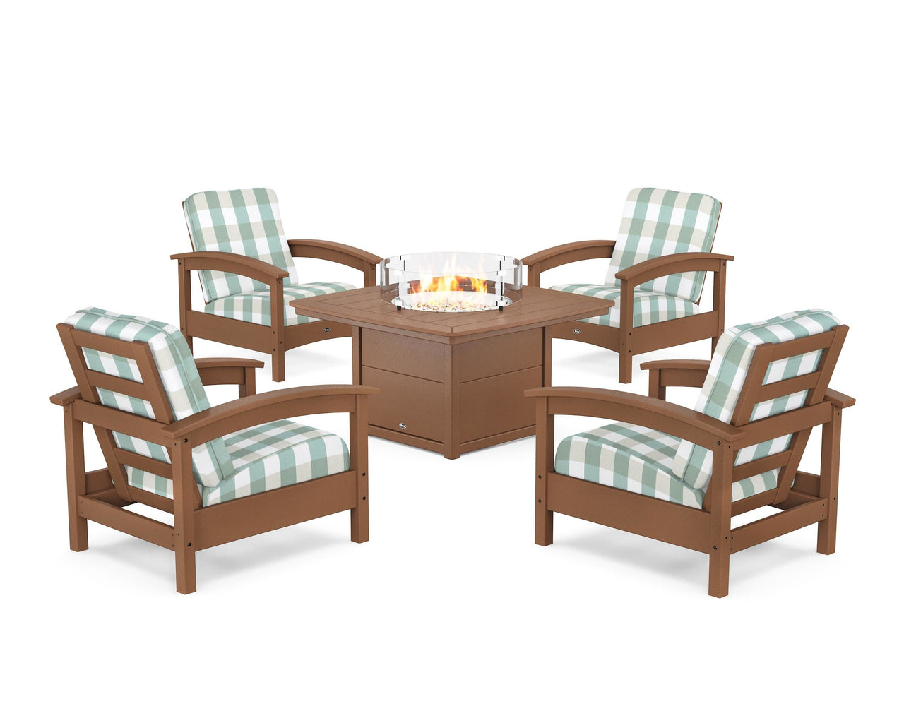 Trex Rockport 5-Piece Deep Seating Set with Yacht Club Fire Pit Table