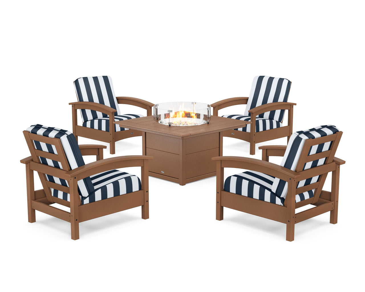 Trex Rockport 5-Piece Deep Seating Set with Square Fire Pit Table