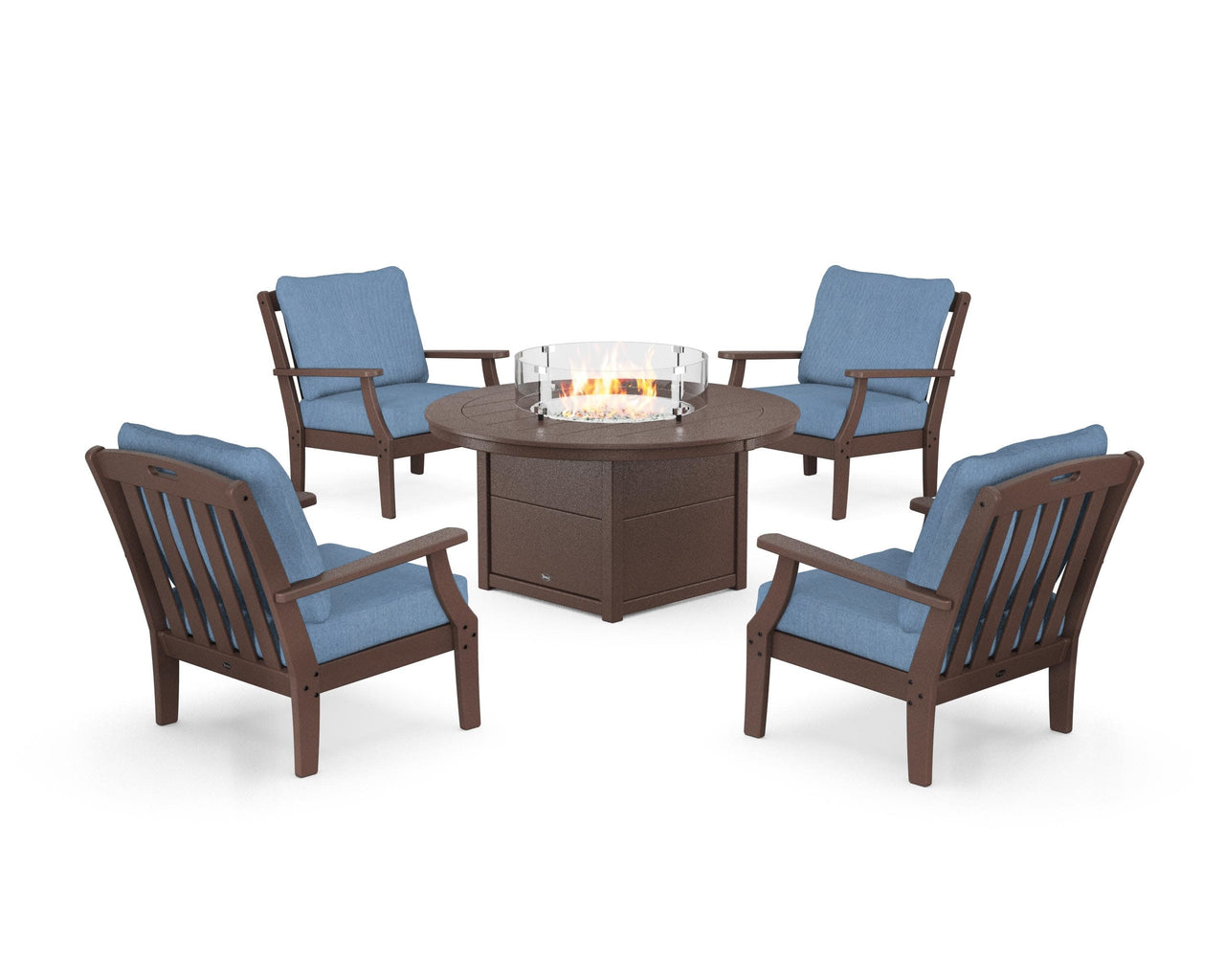 Trex Yacht Club 5-Piece Deep Seating Set with Round Fire Pit Table