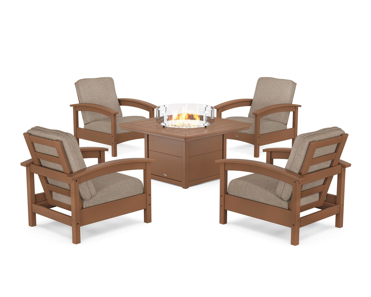 Trex Rockport 5-Piece Deep Seating Set with Yacht Club Fire Pit Table