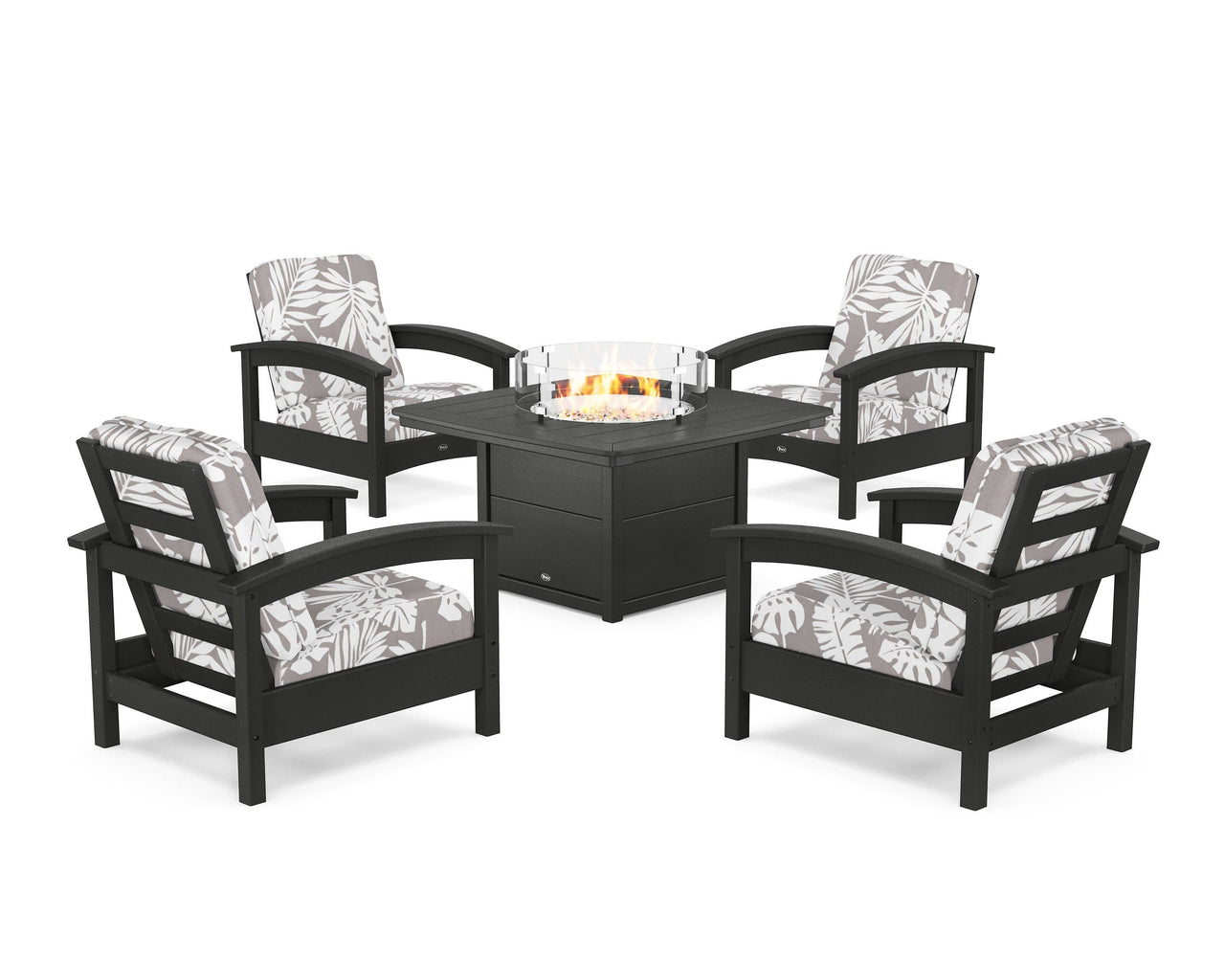 Trex Rockport 5-Piece Deep Seating Set with Yacht Club Fire Pit Table