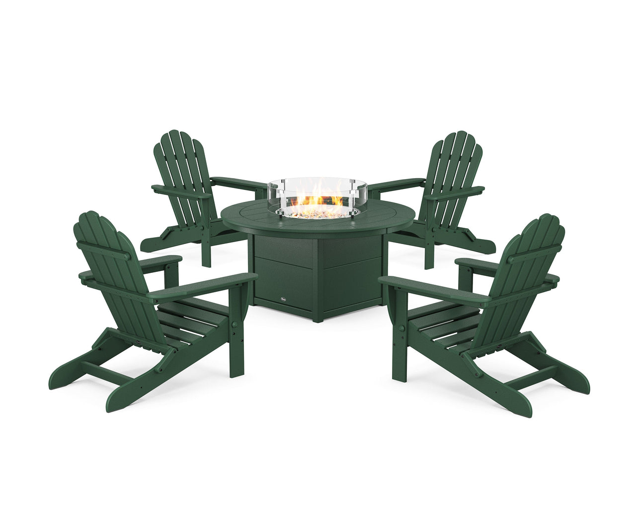Trex 5-Piece Monterey Bay Folding Adirondack Conversation Set with Fire Pit Table