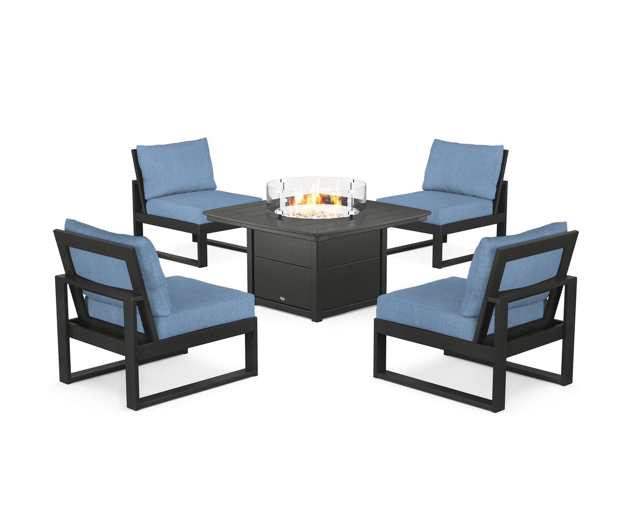 Trex Eastport Modular 5-Piece Deep Seating Set with Yacht Club Fire Pit Table
