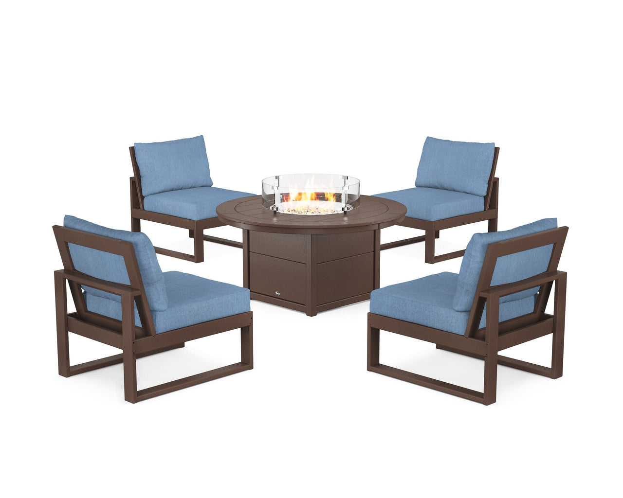 Trex Eastport Modular 5-Piece Deep Seating Set with Round Fire Pit Table