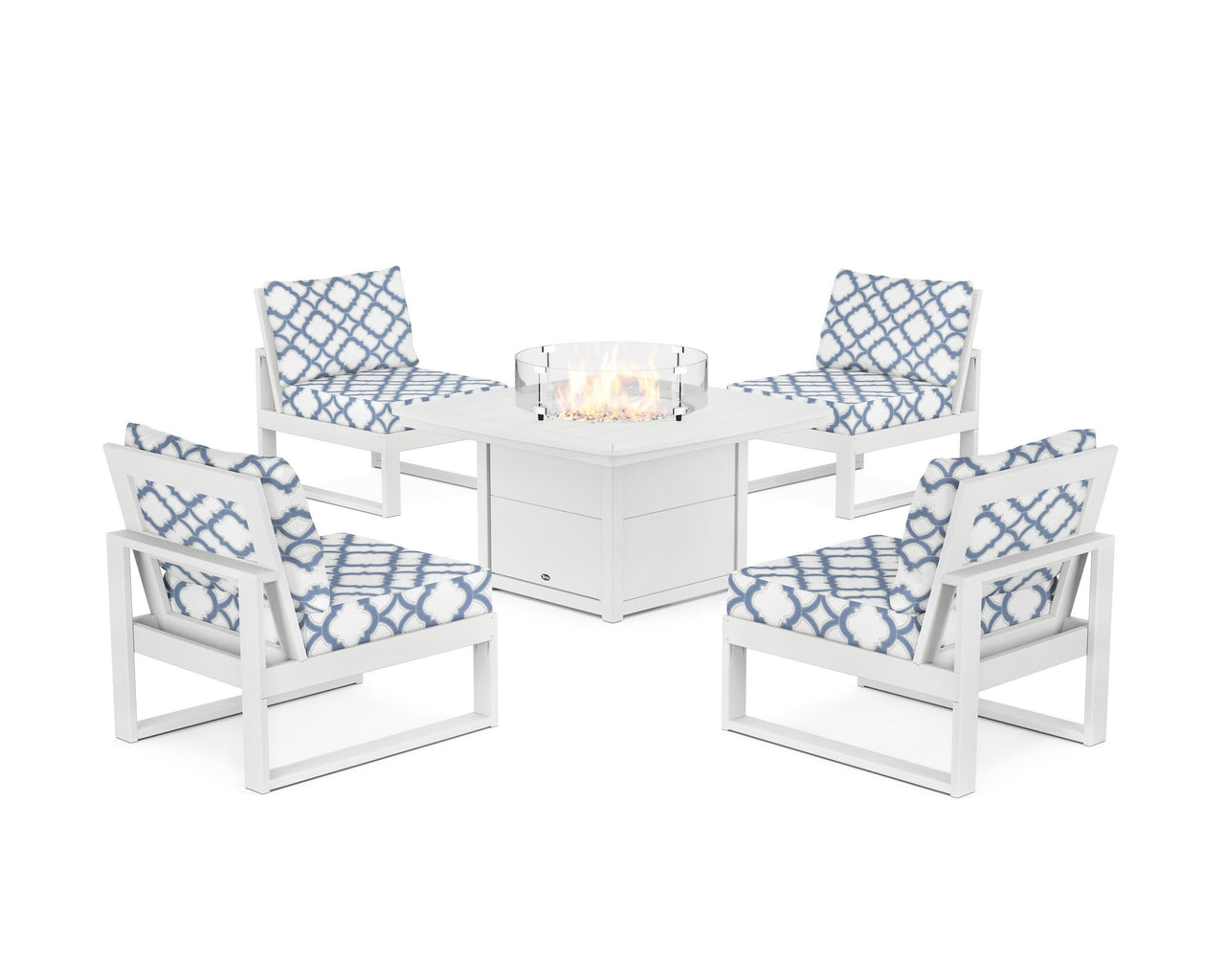 Trex Eastport Modular 5-Piece Deep Seating Set with Yacht Club Fire Pit Table