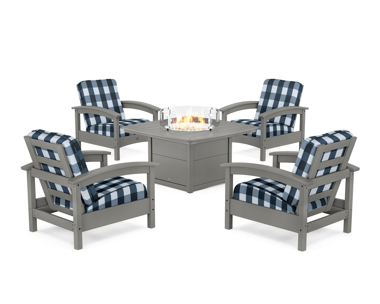 Trex Rockport 5-Piece Deep Seating Set with Yacht Club Fire Pit Table