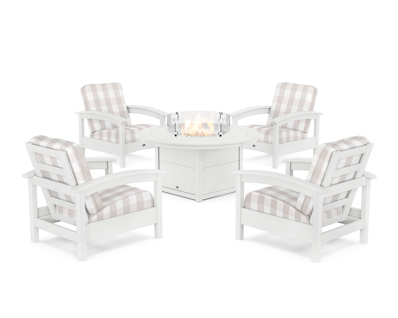 Trex Rockport 5-Piece Deep Seating Set with Round Fire Pit Table
