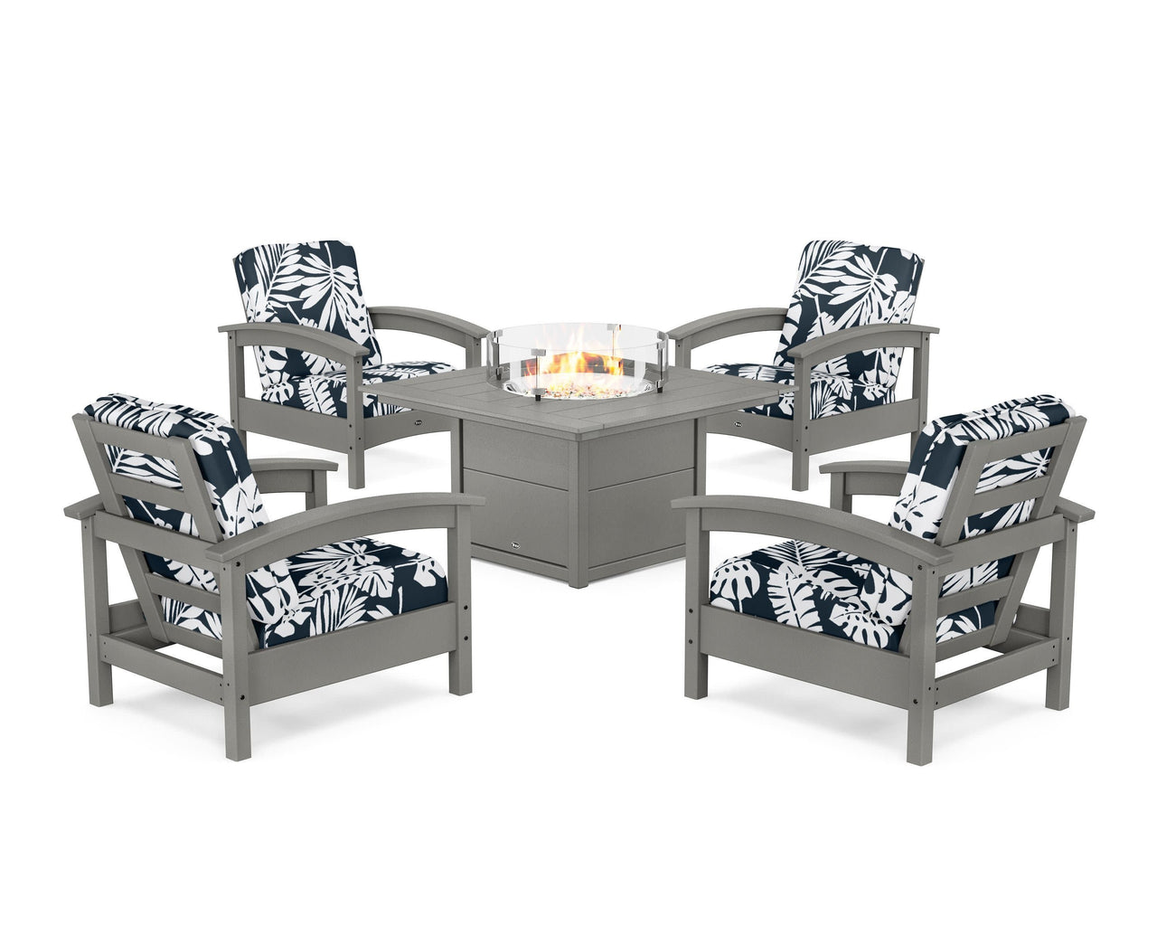 Trex Rockport 5-Piece Deep Seating Set with Square Fire Pit Table