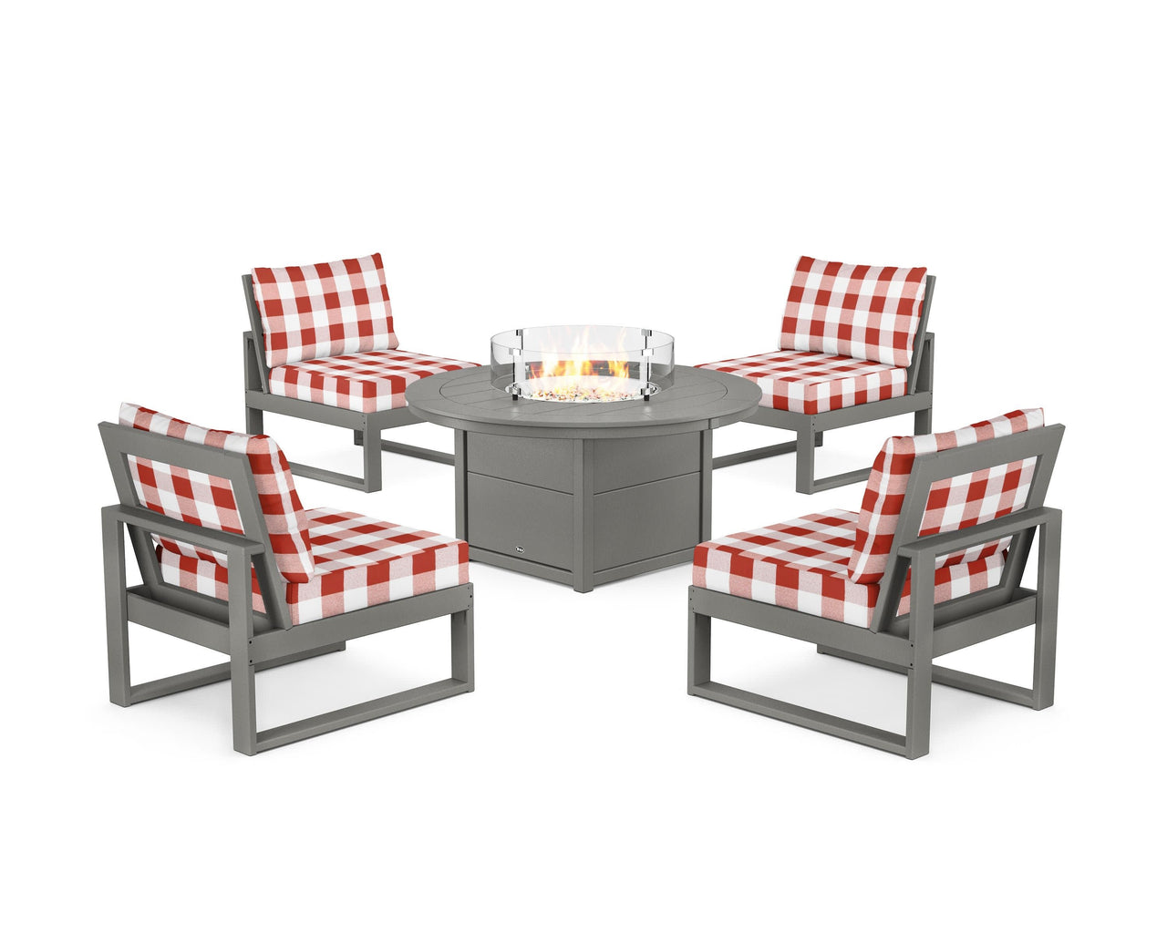 Trex Eastport Modular 5-Piece Deep Seating Set with Round Fire Pit Table