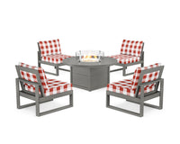 Thumbnail for Trex Eastport Modular 5-Piece Deep Seating Set with Round Fire Pit Table