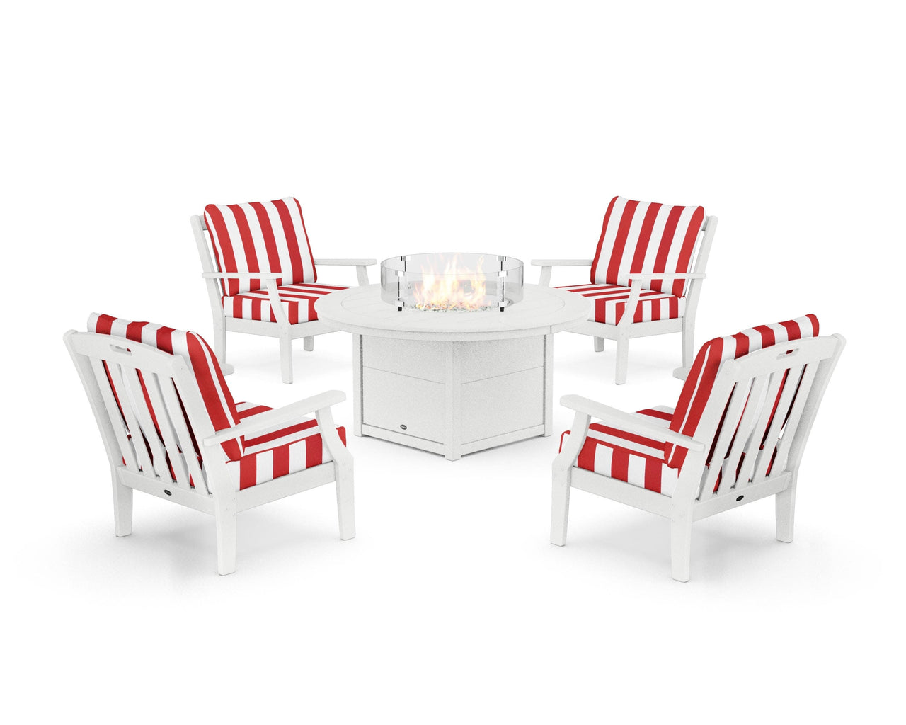Trex Yacht Club 5-Piece Deep Seating Set with Round Fire Pit Table
