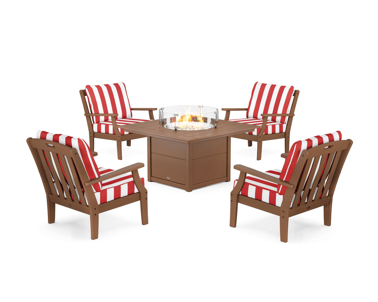 Trex Yacht Club 5-Piece Deep Seating Set with Square Fire Pit Table