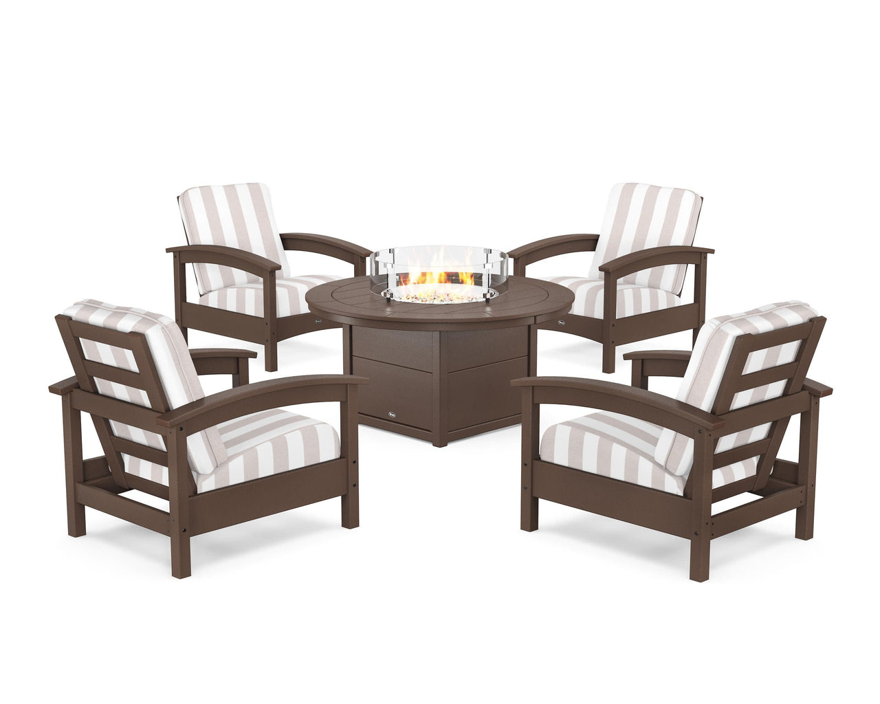Trex Rockport 5-Piece Deep Seating Set with Round Fire Pit Table