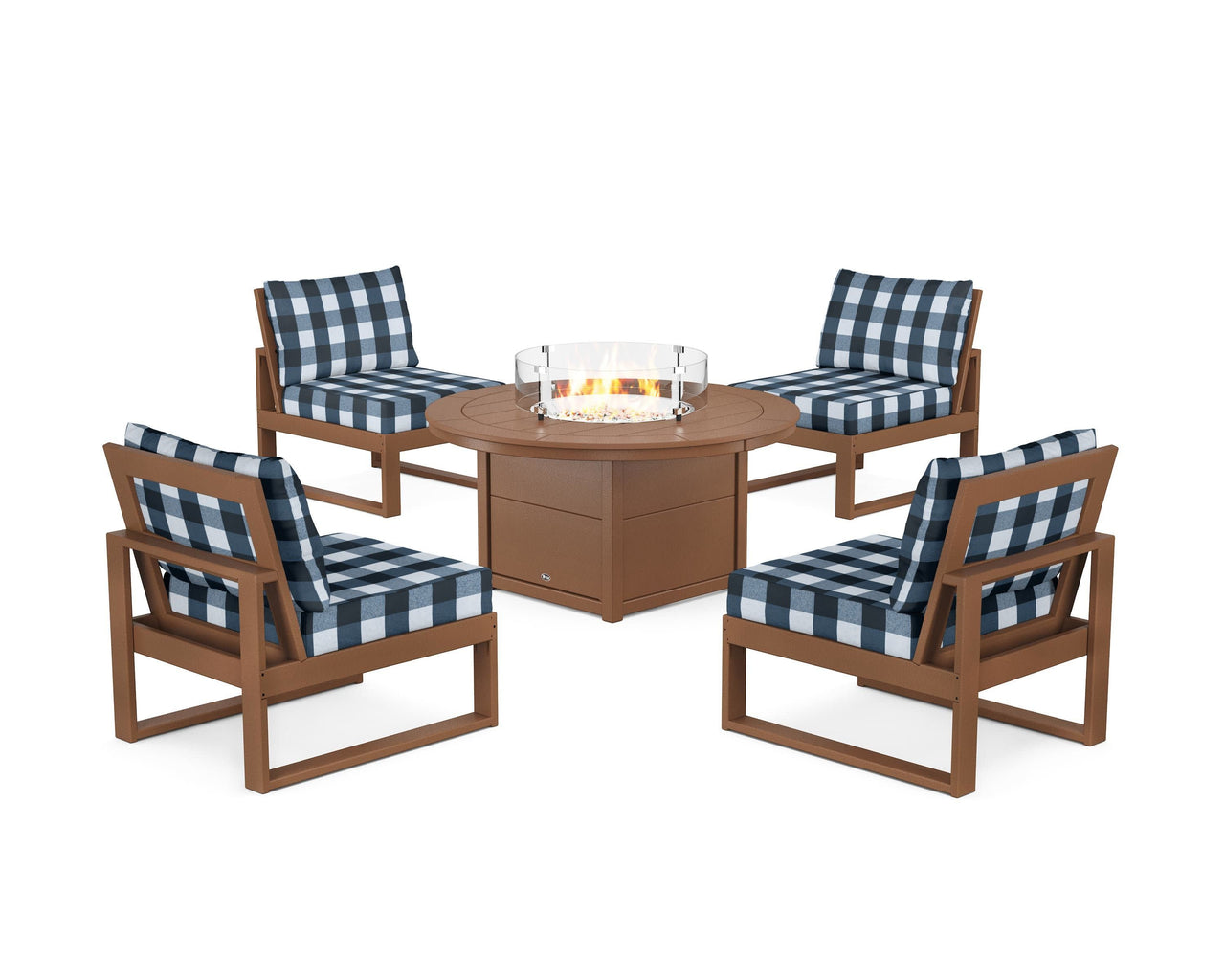 Trex Eastport Modular 5-Piece Deep Seating Set with Round Fire Pit Table