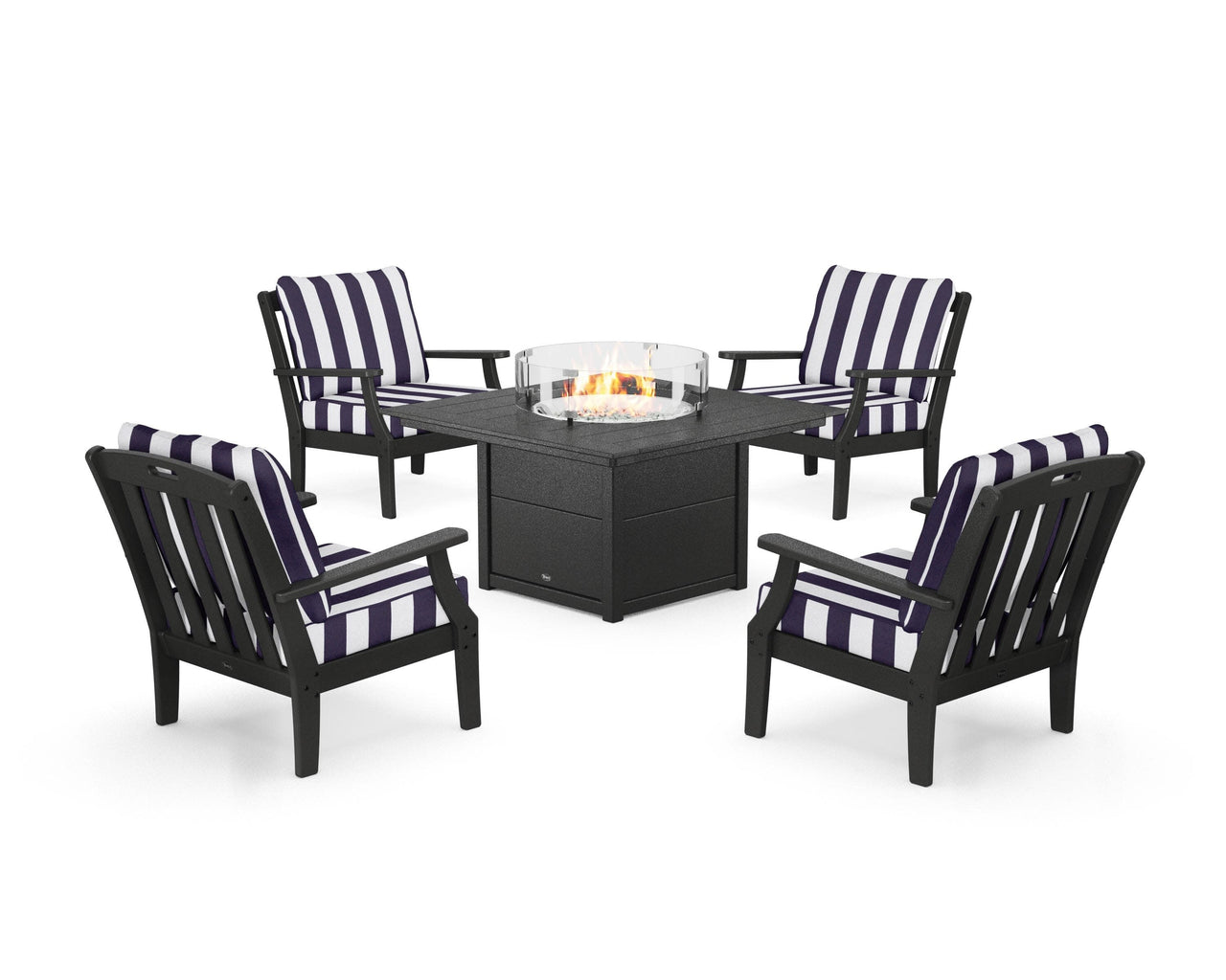 Trex Yacht Club 5-Piece Deep Seating Set with Square Fire Pit Table