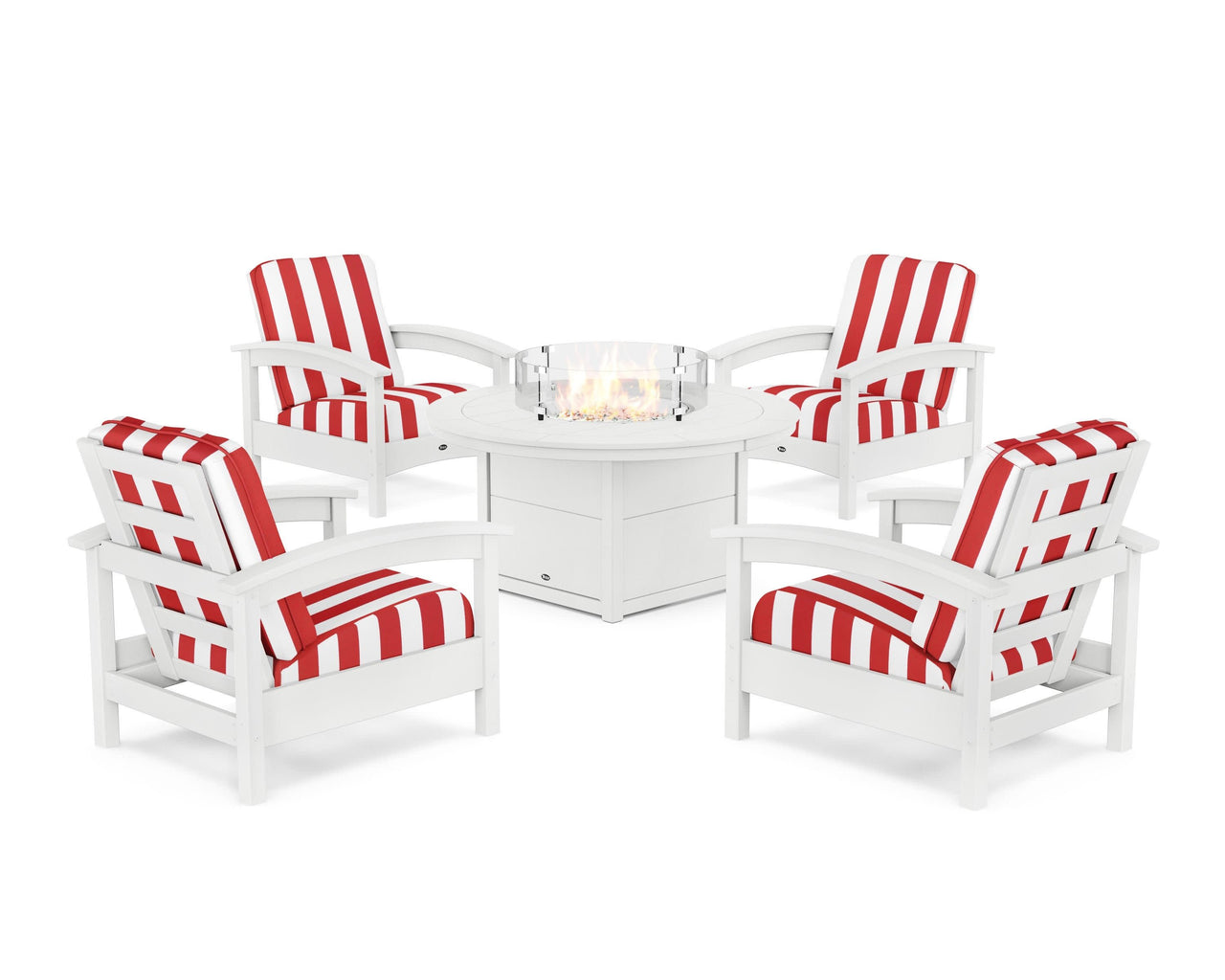 Trex Rockport 5-Piece Deep Seating Set with Round Fire Pit Table