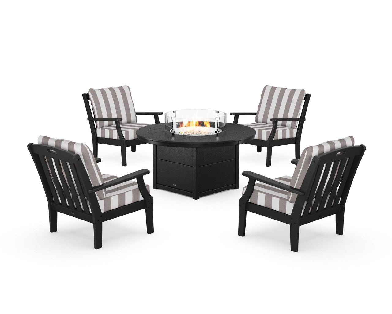 Trex Yacht Club 5-Piece Deep Seating Set with Round Fire Pit Table