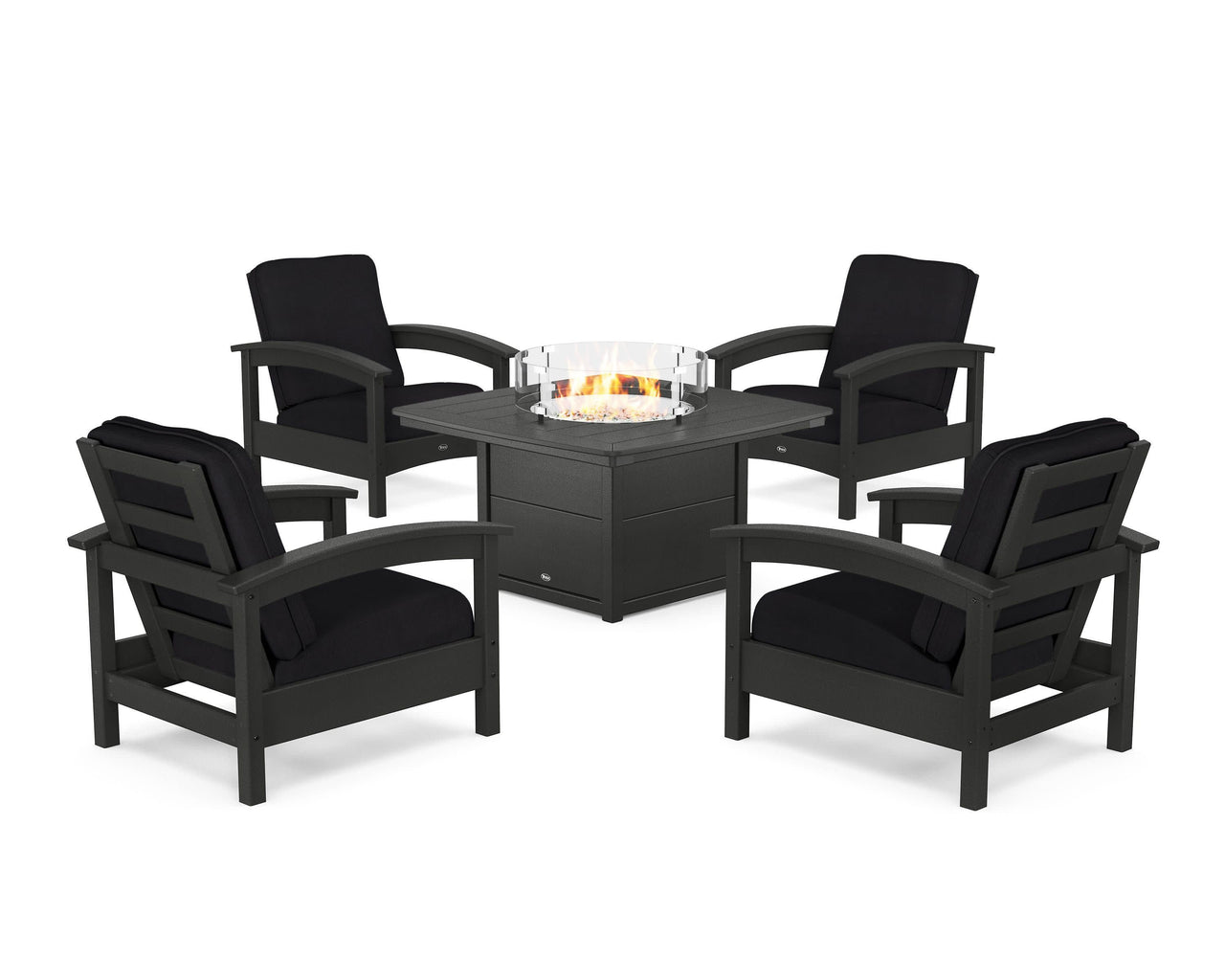 Trex Rockport 5-Piece Deep Seating Set with Yacht Club Fire Pit Table