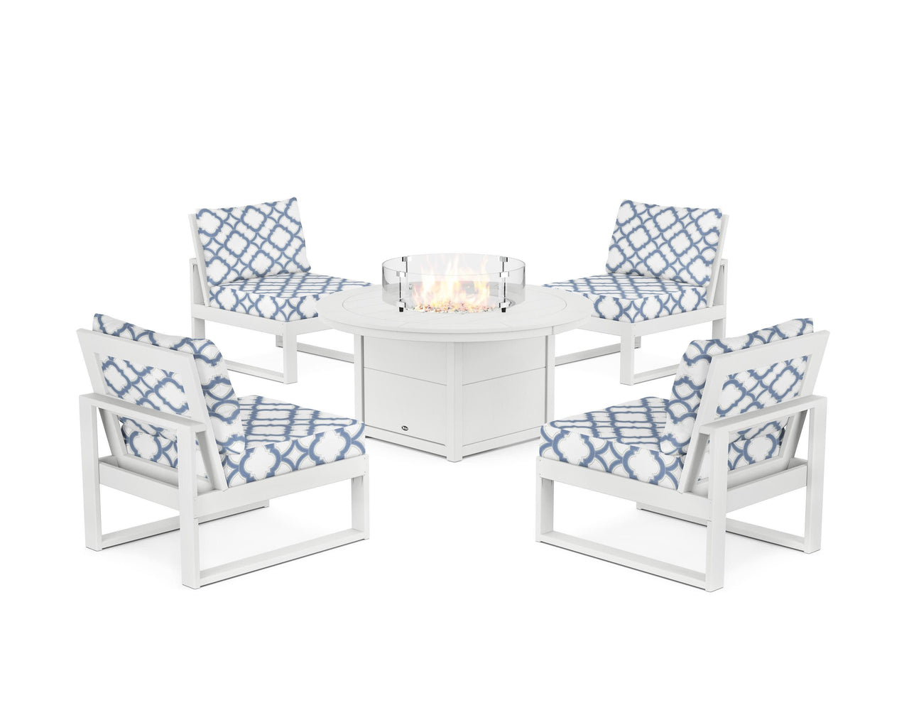 Trex Eastport Modular 5-Piece Deep Seating Set with Round Fire Pit Table