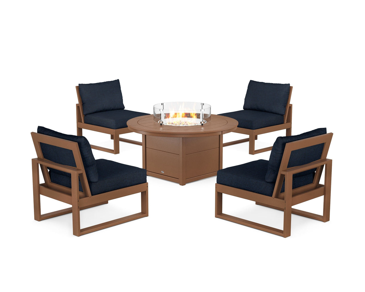 Trex Eastport Modular 5-Piece Deep Seating Set with Round Fire Pit Table