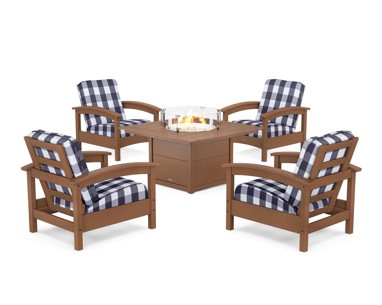 Trex Rockport 5-Piece Deep Seating Set with Square Fire Pit Table
