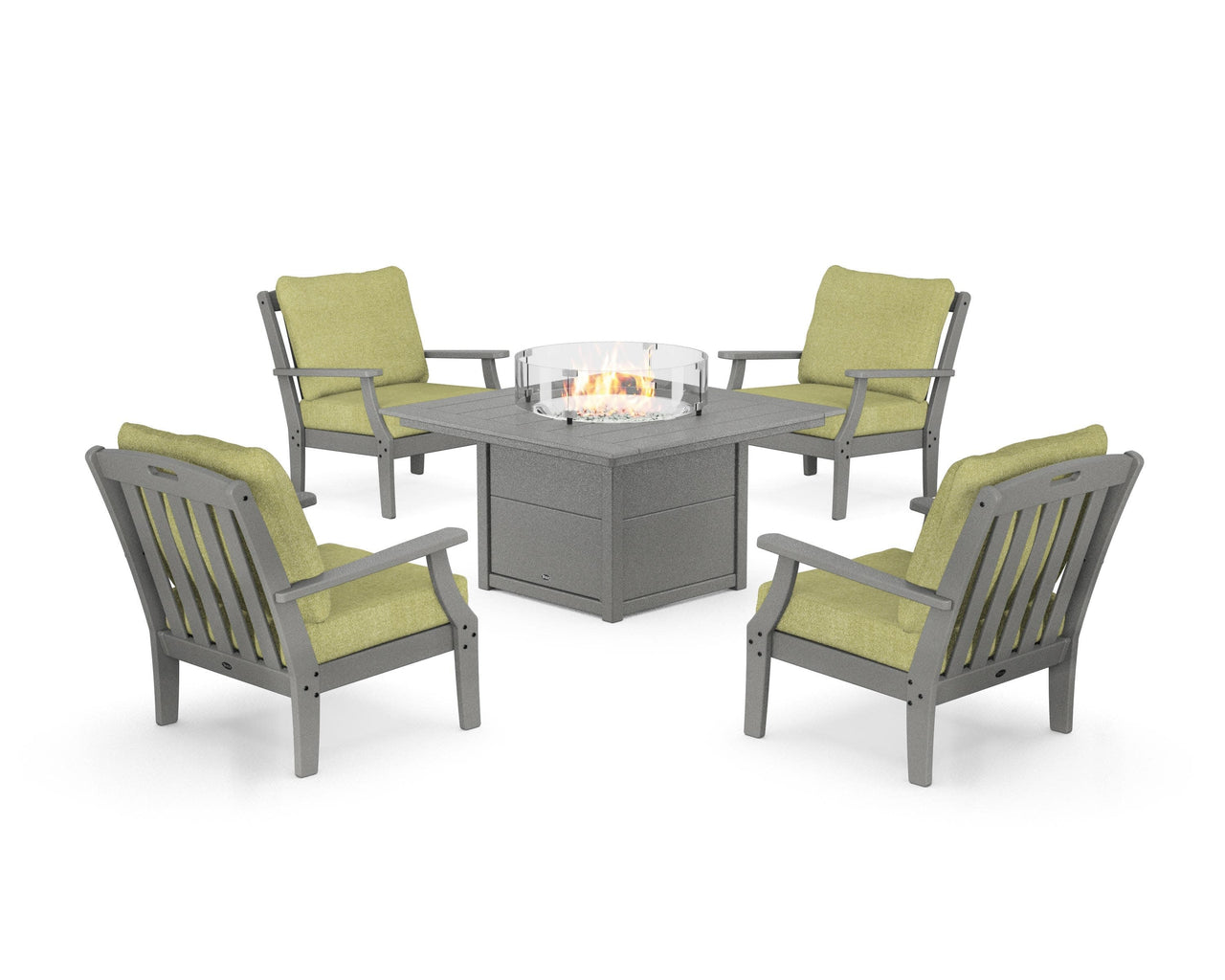 Trex Yacht Club 5-Piece Deep Seating Set with Square Fire Pit Table