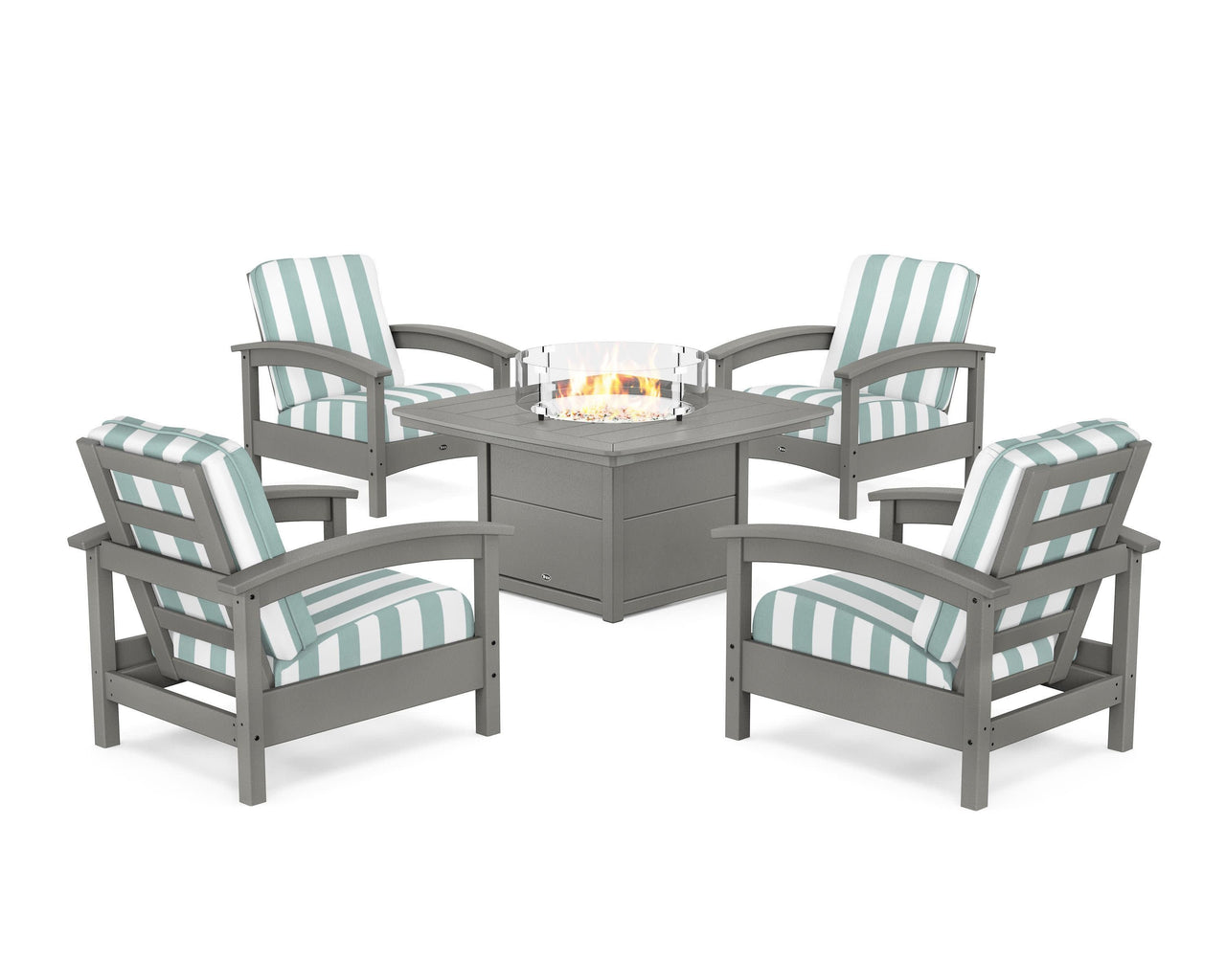 Trex Rockport 5-Piece Deep Seating Set with Yacht Club Fire Pit Table
