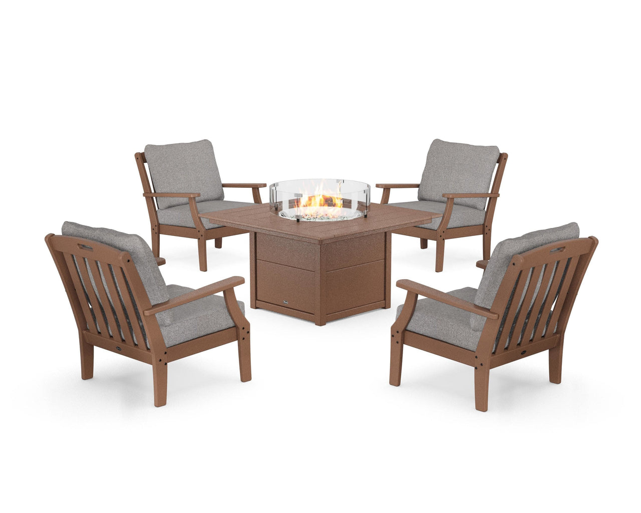 Trex Yacht Club 5-Piece Deep Seating Set with Square Fire Pit Table