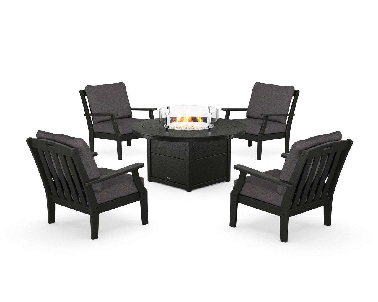 Trex Yacht Club 5-Piece Deep Seating Set with Round Fire Pit Table