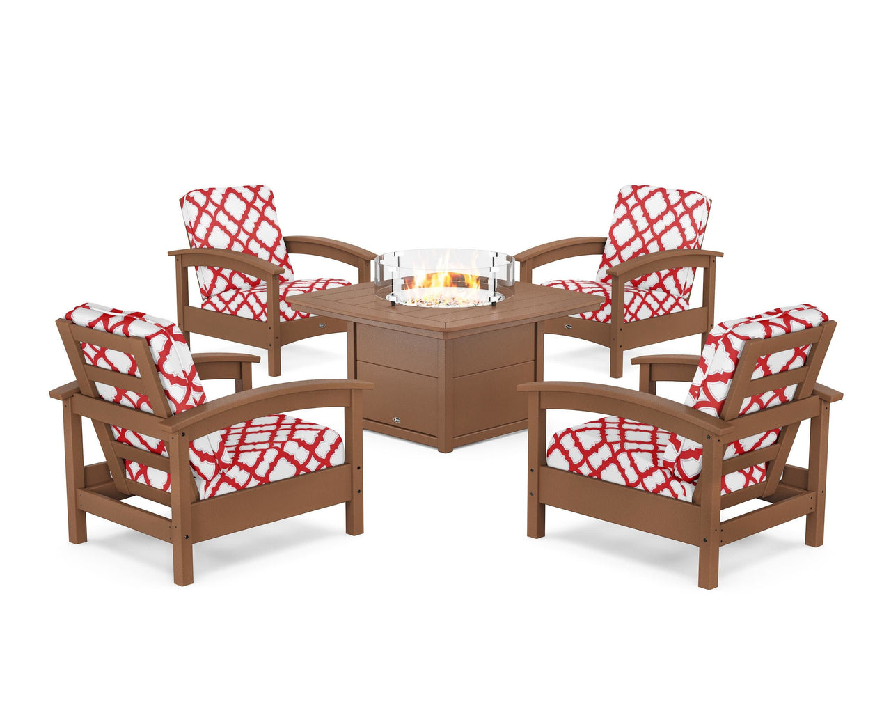 Trex Rockport 5-Piece Deep Seating Set with Yacht Club Fire Pit Table